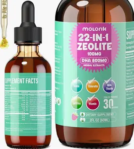 Zeolite Detox for Kids and Adults, Herbal Detox with 800mg DHA, 500mg Inulin, Probiotics & Vitamin B12, D3, C, B6, Cilantro Extract Cleanse to Support Brain, Immune, Gut, Energy, Berry Flavor, 60ML