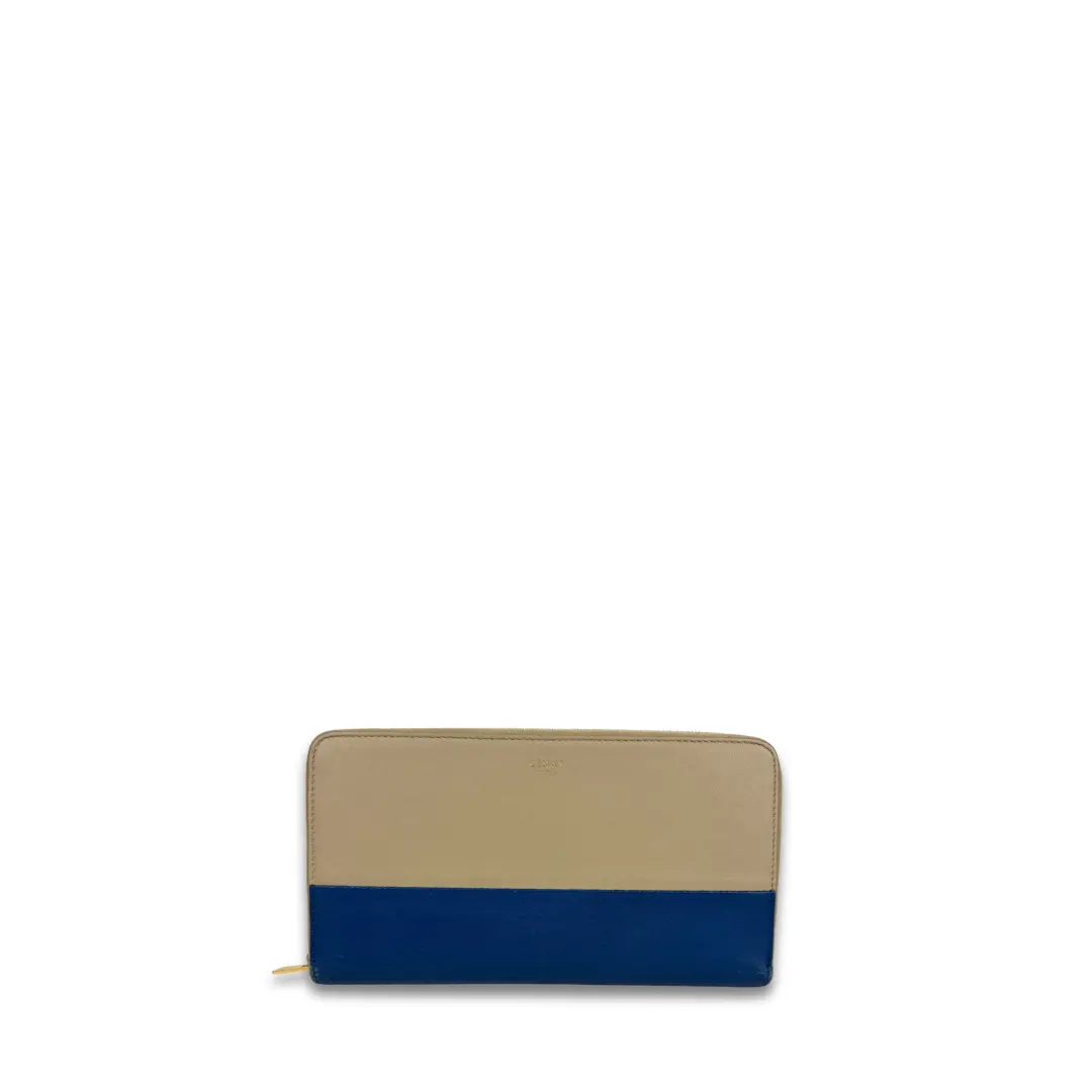 Pre-owned Celine Leather Small Leather Goods Bicolor Zipper Wallet
