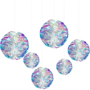 Hanging Decorations Iridescent Honeycomb Ball Foil Ceiling Hanging Flowers for Wedding Shower Birthday Frozen Theme Party Fairy Princess Rainbow Show Decoration Table Centerpieces