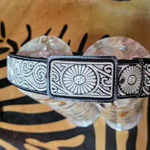 Men's Faux Leather Belt with Stylish Floral Design