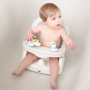 Cuddobaby 3-in-1 Baby Bath Seat 3-Level Adjustable Easy Clean Multi-Use for Infant Newborn Toddler Learning Chair Dining Booster