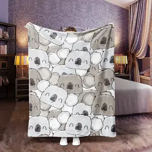 Cute Koala Lover Gift Soft Cozy Flannel Blanket - Cartoon Smiling Koala Print Plush Throw, Warm Fuzzy Bedroom Sofa Blanket, Perfect Gift for Koala Fans Women Kids Teens for Birthday Holiday Home Decor