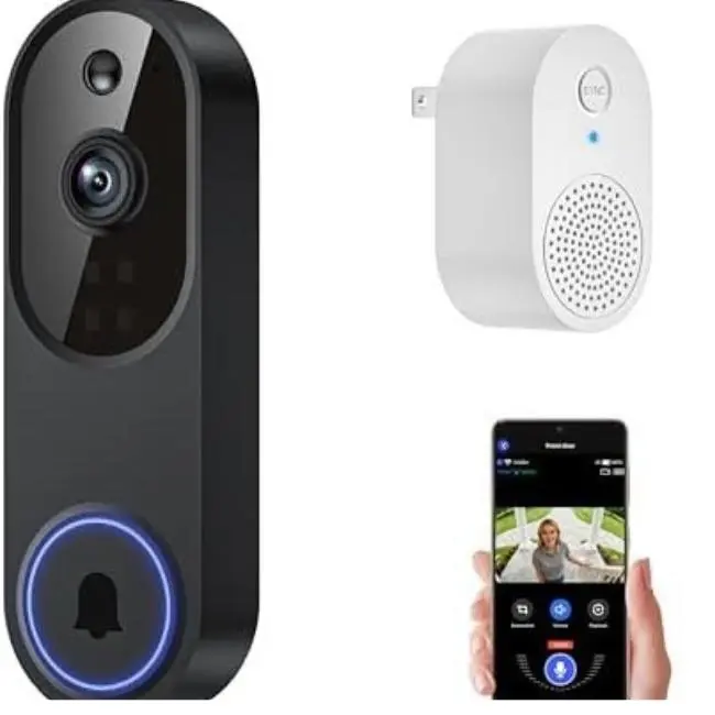 1080P Wireless Video Doorbell Camera with 2-Way Audio, Night Vision, AI Motion Detection, Cloud Storage, 2.4GHz WiFi, IP65 Weather Resistant