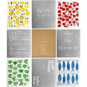 8 Pack  Swedish Dishcloth, for Kitchen and Household Use, Super Absorbency,  Sweden, Cellulose Sponge Dish Cloths, Paper Towel Replacement, Plastic-Free Packaging