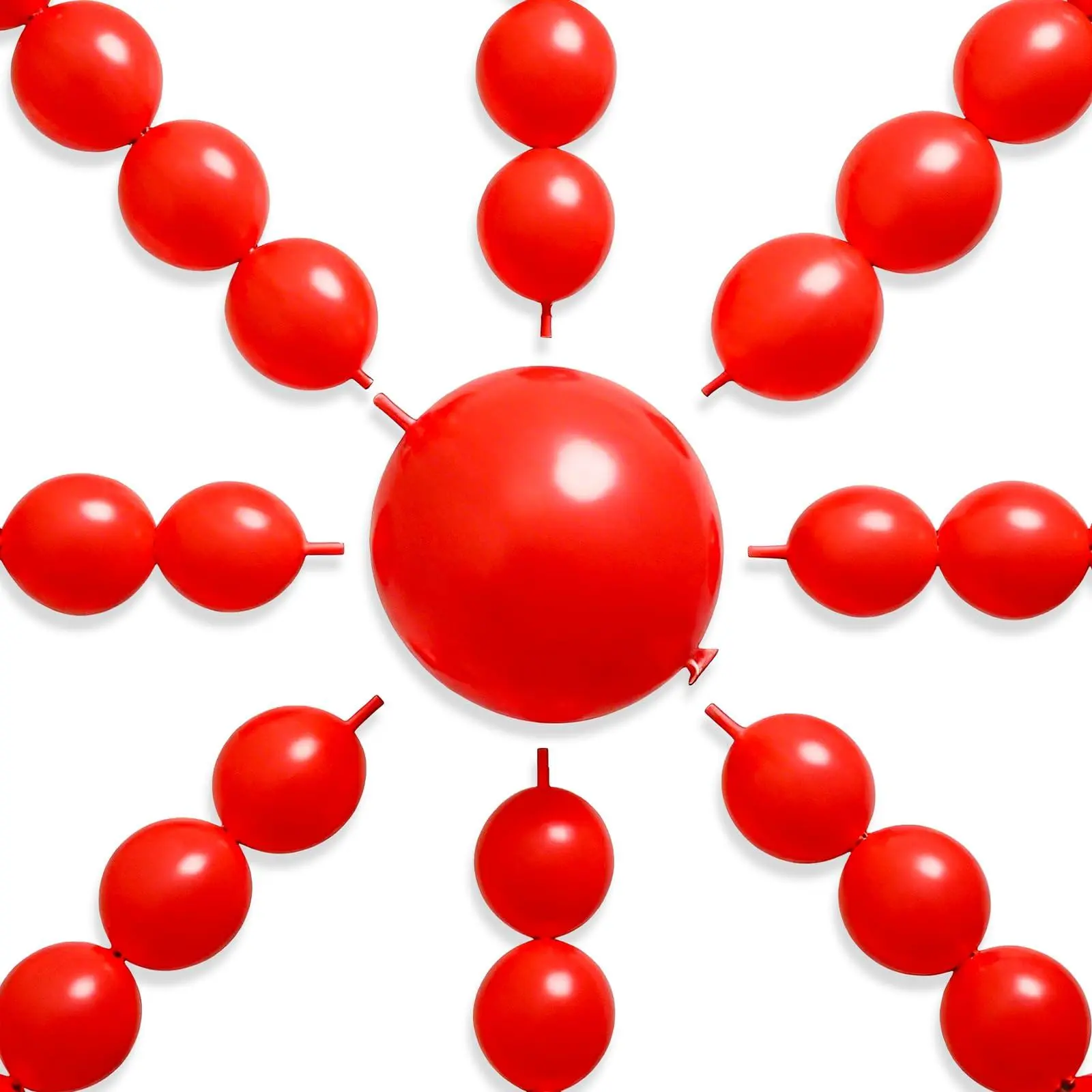 PartyWoo Red Linking Balloons 100pcs 12 Inch Red Link Balloons for Birthday Graduation Bachelorette Citizenship Anniversary Strawberry Cherry Casino Movie Theme Party Decorations Red-W05