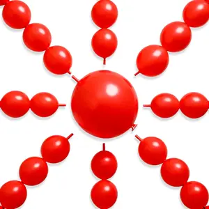 PartyWoo Red Linking Balloons 100pcs 12 Inch Red Link Balloons for Birthday Graduation Bachelorette Citizenship Anniversary Strawberry Cherry Casino Movie Theme Party Decorations Red-W05