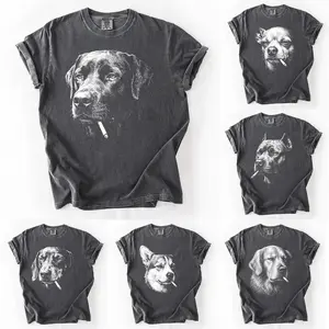Comfort Colors Funny Vintage Smoking Dog Shirt, Retro Dog Lover Comfort Colors Tee Featuring Multiple Popular Breeds, Cool Canine Graphic T-Shirt, Unisex Pet Lover Gift, Funny Puppy Portrait Shirt for Dog Moms and Dog Dads, Trendy Animal Lover Apparel