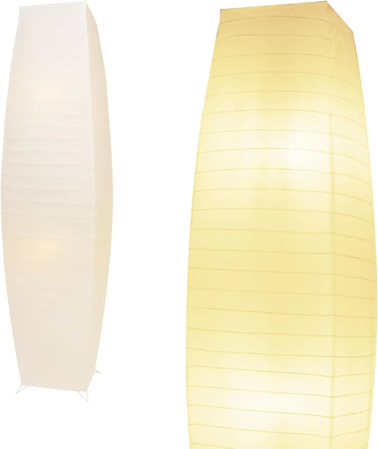 Japanese Minimal Large Size Corner Floor Lamp with Rice Paper Lantern Shade for Bedroom, Office (No Bulb)
