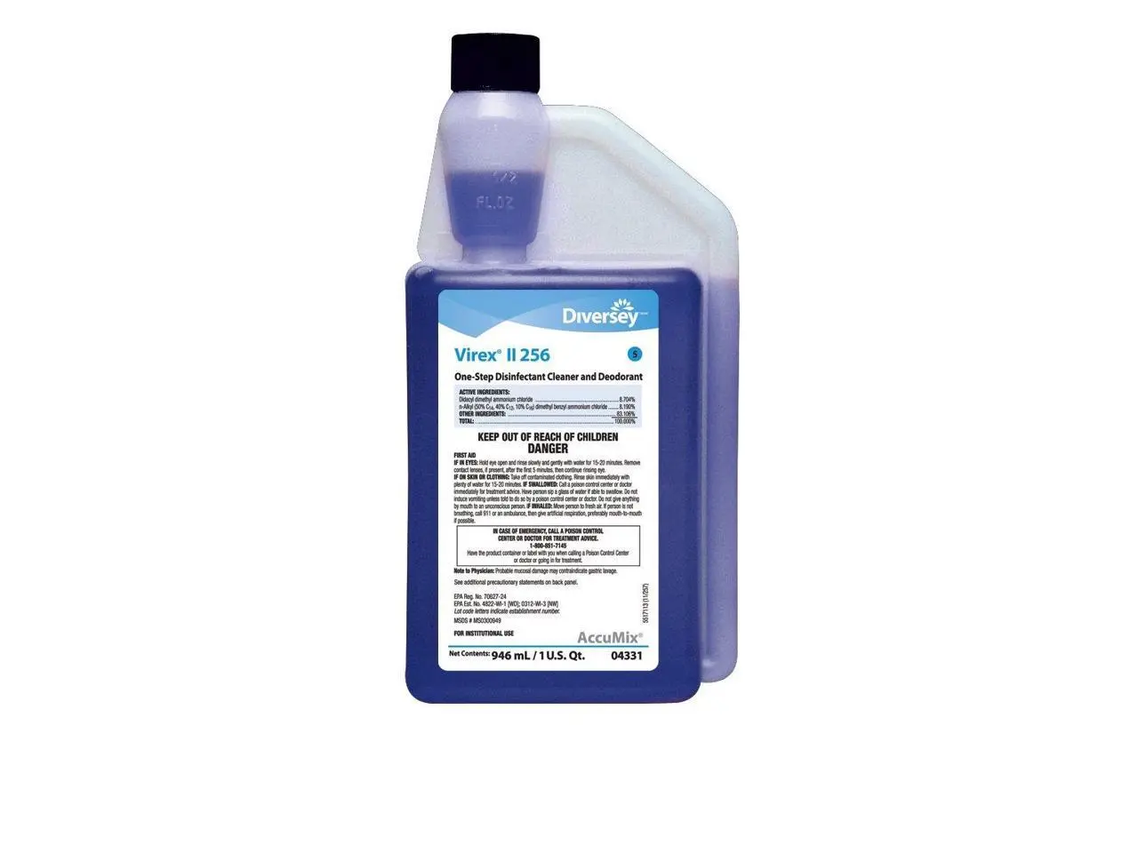 DIVERSEY 04331. Cleaner and Disinfectant,Mint