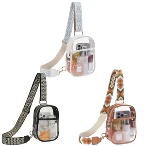 Clear Sling Bag Stadium Approved for Women, Crossbody Bag with Adjustable Strap, Clear Bag for Stadium Events