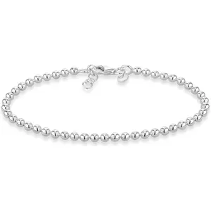 Miabella 925 Sterling Silver Italian Handmade 3Mm Bead Ball Strand Chain Bracelet for Women Made in Italy Miabella