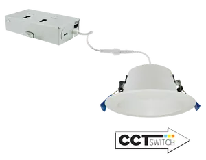 Elco Lighting 4" LED Retrofit Recessed Downlight, 11W, CCT Selectable, CRI90, Triac/ELV, 80° Beam, White, ERT415CT5W