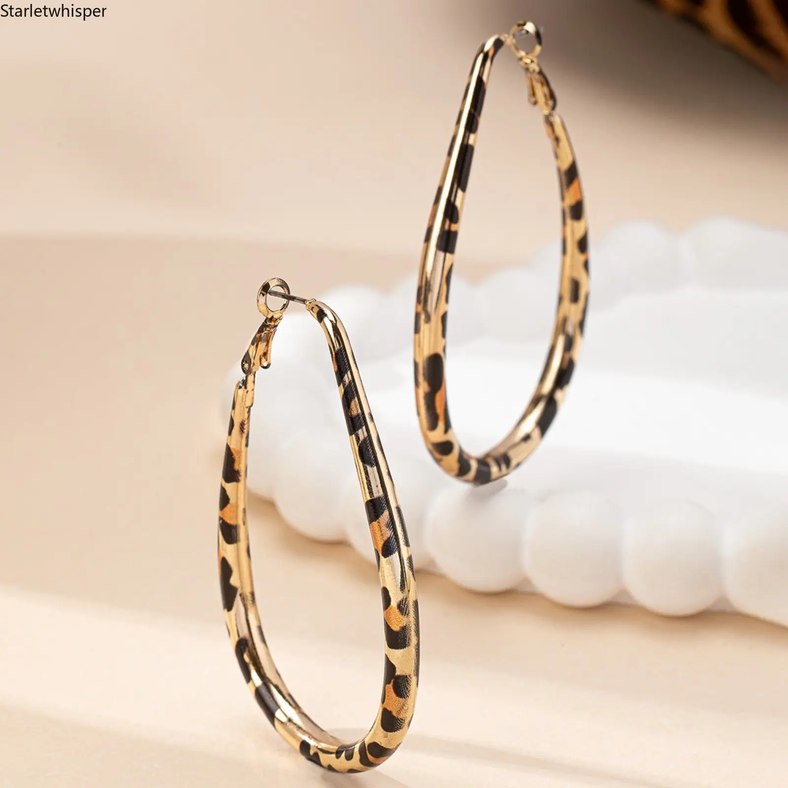 Trendy Leopard Print Geometric Teardrop Hoop Earrings for Women, Bold Statement Streetwear Design, Stylish All-Match Accessory Perfect for Daily Outfits, Night Out & Street Style