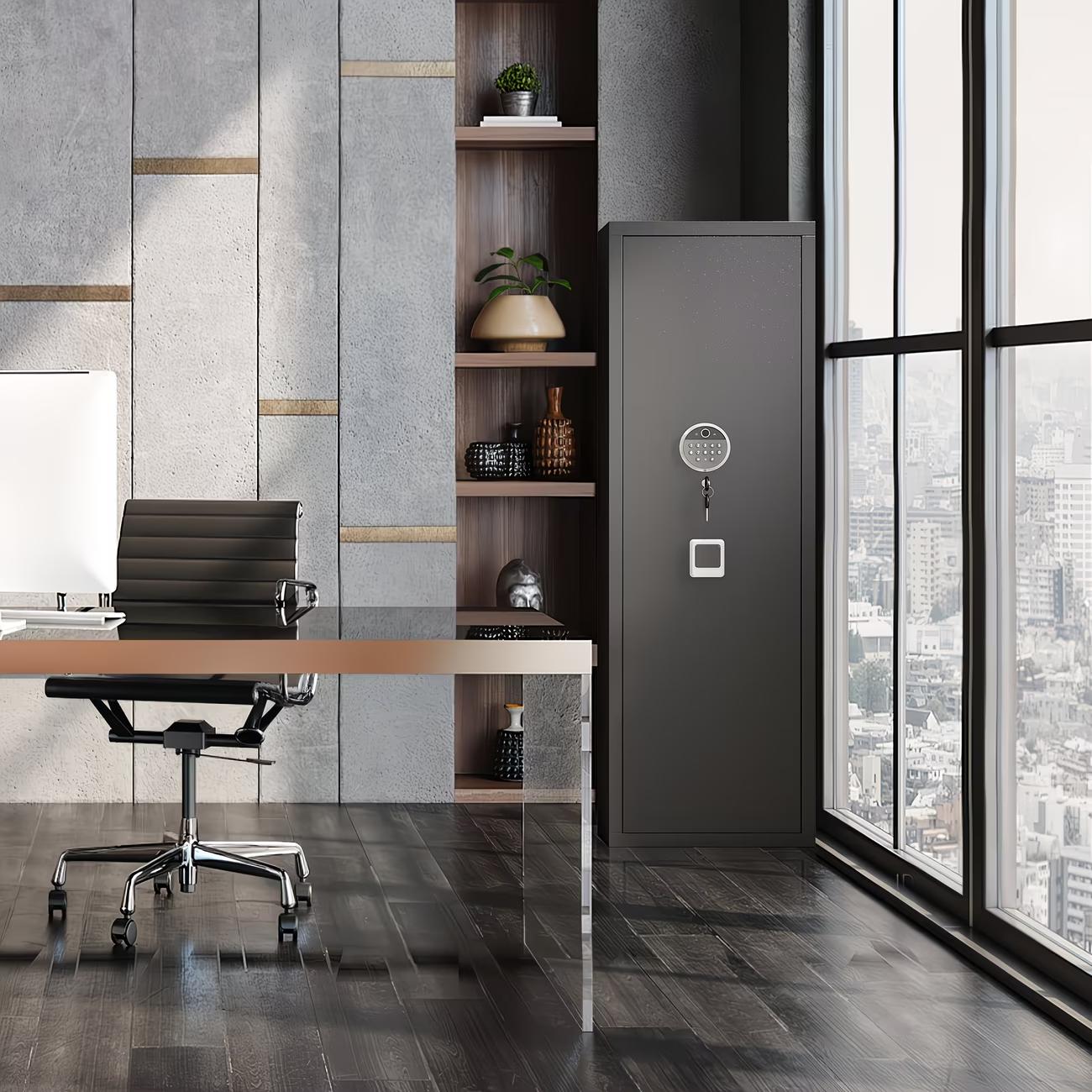 Adjustable Home Security Safe, No Assembly Required, Password-Protected Storage Cabinet, Black