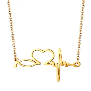 OIDEA Stainless Steel Stethoscope & EKG Heartbeat Pendant Necklace for Nurses and Doctors, Medical Profession Jewelry Gift