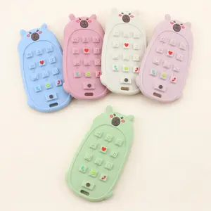 Cute Bear Design Silicone Teether, 1 Count Phone Shaped Baby Teething Relief Toy, Baby Soothing Teether, Baby Oral Motor Training Toy
