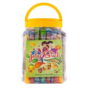 Mi Dulce Mexico Jelly Stick Gel Candy Jar 60 Pcs 42.33oz 1200g Assorted Fruit Flavors Individually Wrapped Frosted Display