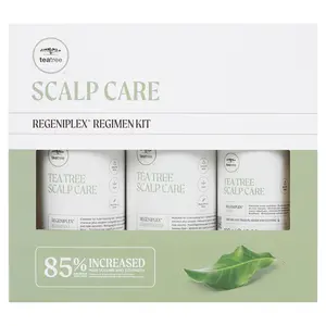 Paul Mitchell Tea Tree Scalp Care Regeniplex Regimen Kit - Ginseng-Infused Oily Scalp Anti-Hair Loss Haircare Set with Cleanser Shampoo, Lightweight Aroma, Liquid Conditioner, and Nourishing Blend
