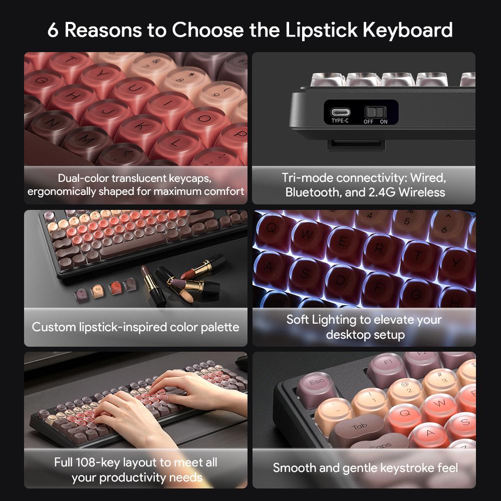 FURYCUBE IP108 (PRO) Foundation Keyboard,108 keys Tri-mode Cute Classic Keyboard with Number Pad,Membrane keyboard,RGB Backlit Ergonomic Office Silent Computer Keyboard for PC, MAC, PS4, Xbox ONE Gamer,Giftguide