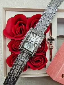 Women's Elegant Rhinestone Decorated Quartz Watch, Exquisite Trendy Wristwatch, Fashionable Watch for Women As Gift with Box