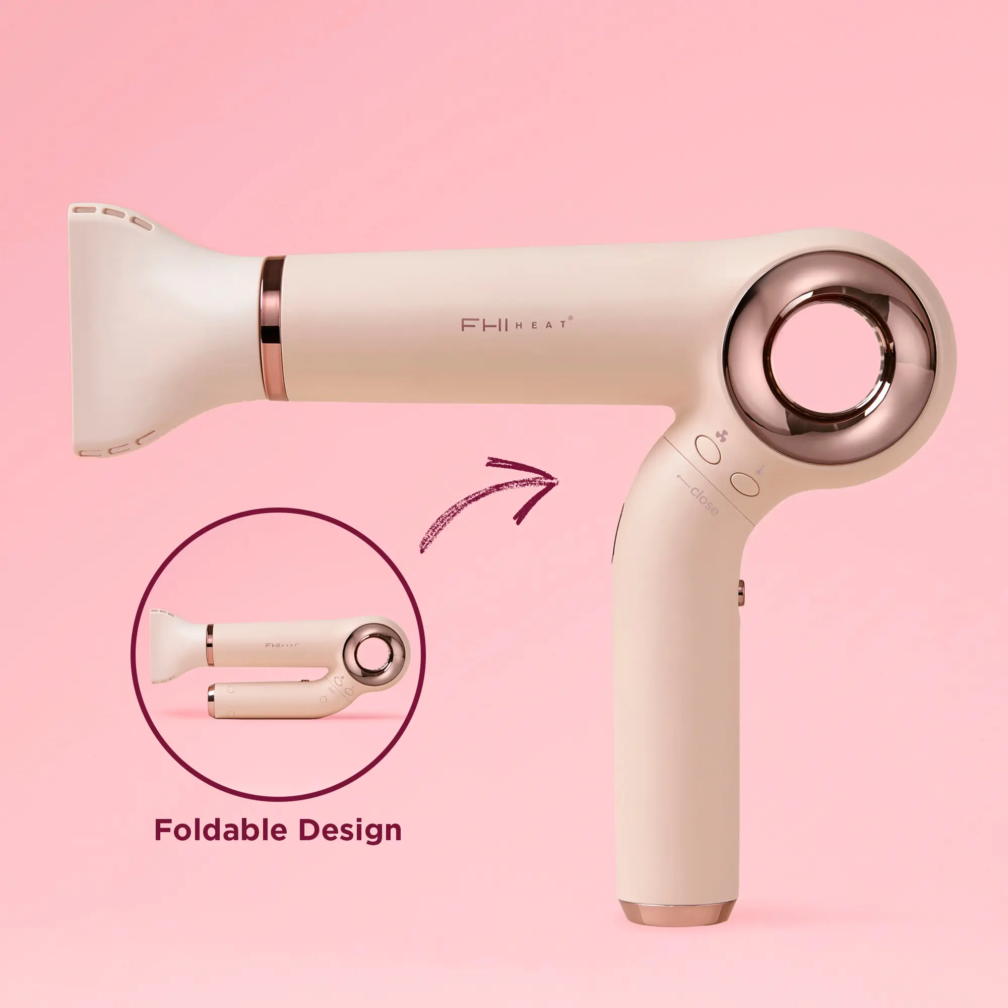 FHI HEAT AEROMAX Style Salon Quality Hair Dryer - Foldable, Travel-Friendly, 1600 W, 6.5 ft Cord, 4 Temp Settings, Negative Ions for Fast Drying & Smooth Results