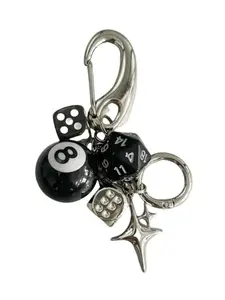 8 Ball Dice Charm Keychain - Cute Bag Purse Handbag Accessories - Y2K Aesthetic Key Chain for Women Men