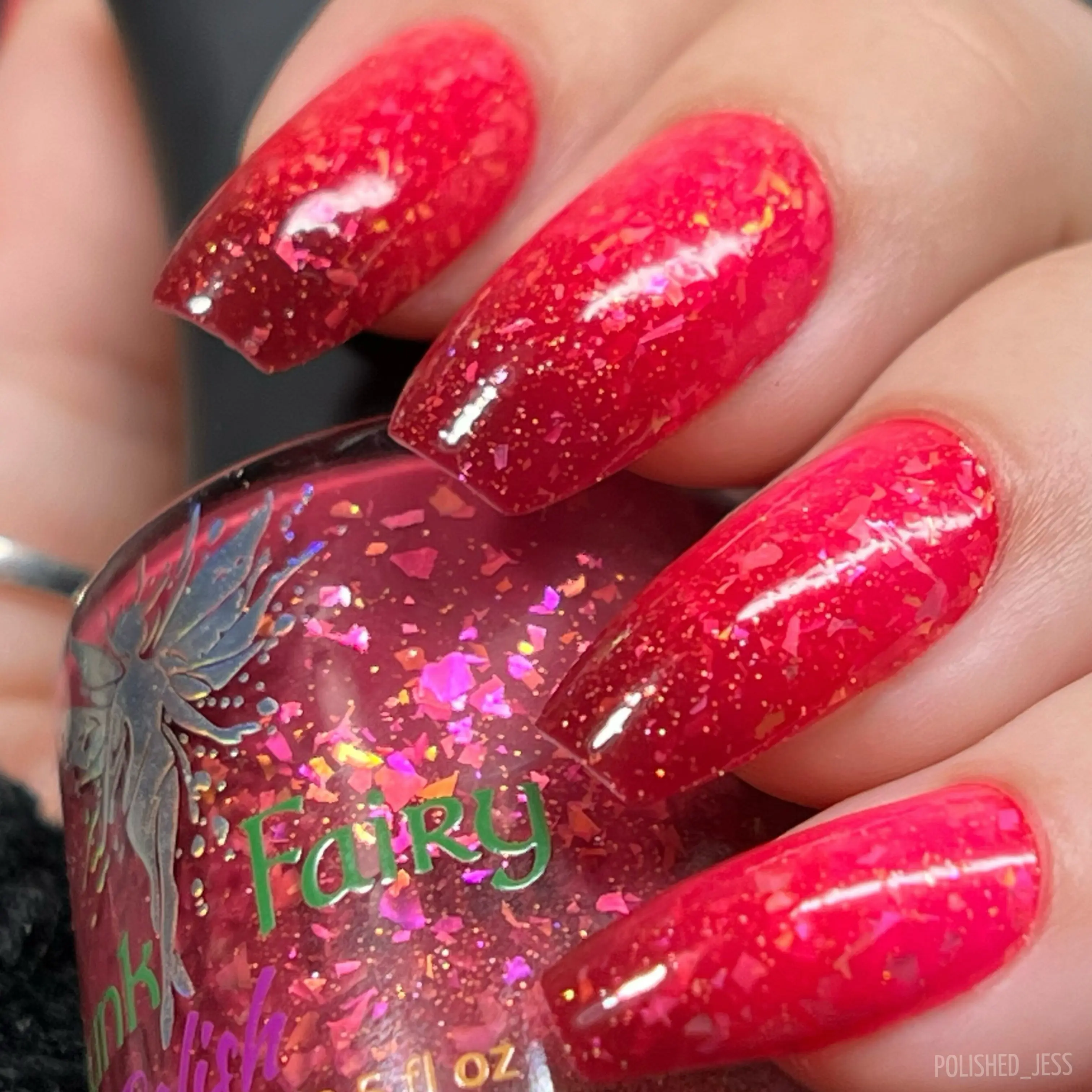 Strawberry Hill Tri-Thermal Nail Polish by Drunk Fairy Polish | Goes From Burgundy (cold) to Red (warm) to Hot Pink when Warmest thermal polish