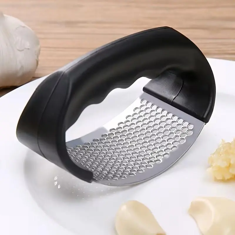 Stainless Steel Manual Black Ring Kitchen Cutter Tool Set - Rustproof Fruit & Vegetable Cutter, Garlic Mandoline, Press, Masher, Cutting Tool Gadget, Must-Have Durable Utensil for Home/Restaurant Everyday Cooking