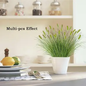 12 Bundles Artificial Grass Plants Outdoor Fake Shrubs Wheat Grass Cattails Faux Decorative Ornamental Grass UV Resistant Greenery Stems Onion Grass for Indoor Outdoor Garden Home Office Decor