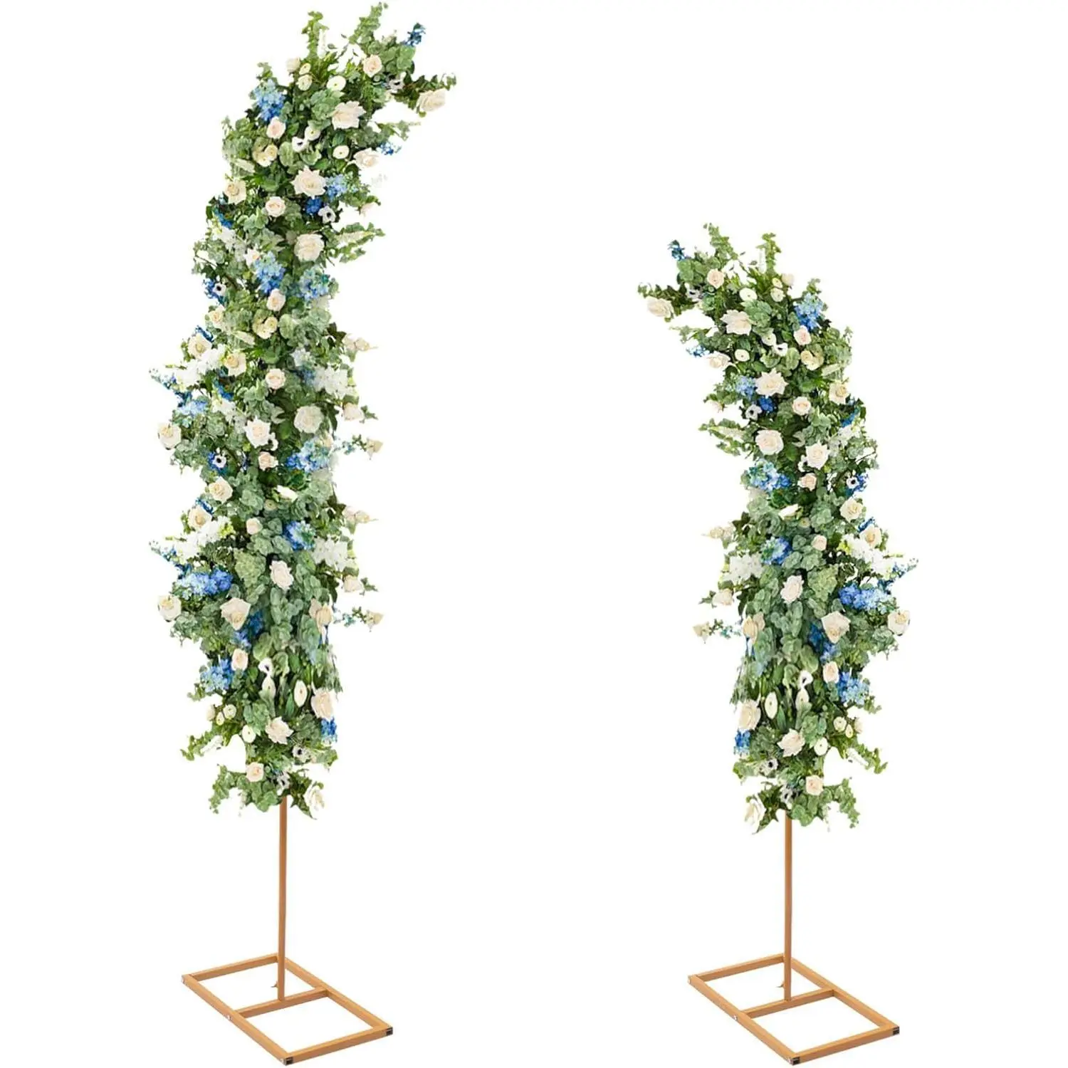 2 Set of Gold Metal Curved Top Wedding Arch Frames Curved Metal Stands, Balloon Flower Backdrop Stands,Two Curved Wedding Stands Curved Backdrop Stand For Weddings, Birthday Parties - 6ft, 8ft