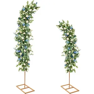 2 Set of Gold Metal Curved Top Wedding Arch Frames Curved Metal Stands, Balloon Flower Backdrop Stands,Two Curved Wedding Stands Curved Backdrop Stand For Weddings, Birthday Parties - 6ft, 8ft