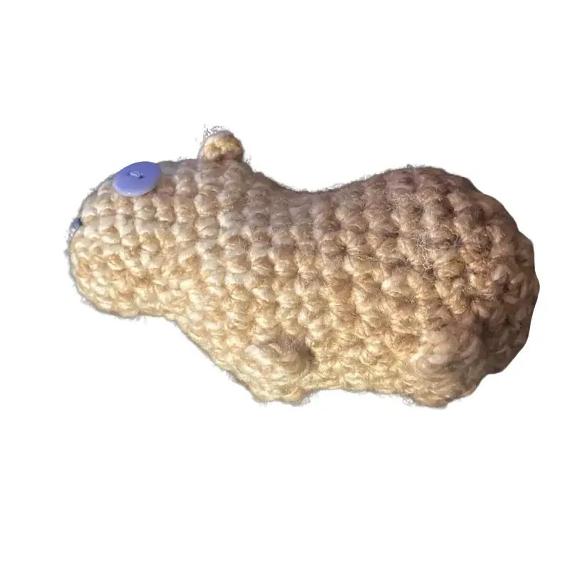 Cute Crocheted Capybara with Button Eyes - Handmade Stuffed Animal Companion, Customizable Colors & Yarn Types, 5x3 Inches