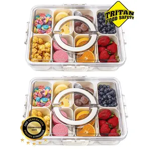 Snack Box Container, Dishwasher Safe Fruit Storage Containers, Divided Serving Tray with Lid for Veggie, Candy and Nuts Organizer, Snackle Charcuterie Boxes for Kids, Adults Travel, Party and Picnic