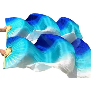 Dance Faux Silk Veil Fans, 1 Pair (Left+Right) Faux Silk  Long Fans Veils, Handmade  Dance Dancing Silk Fans, Dance Performance