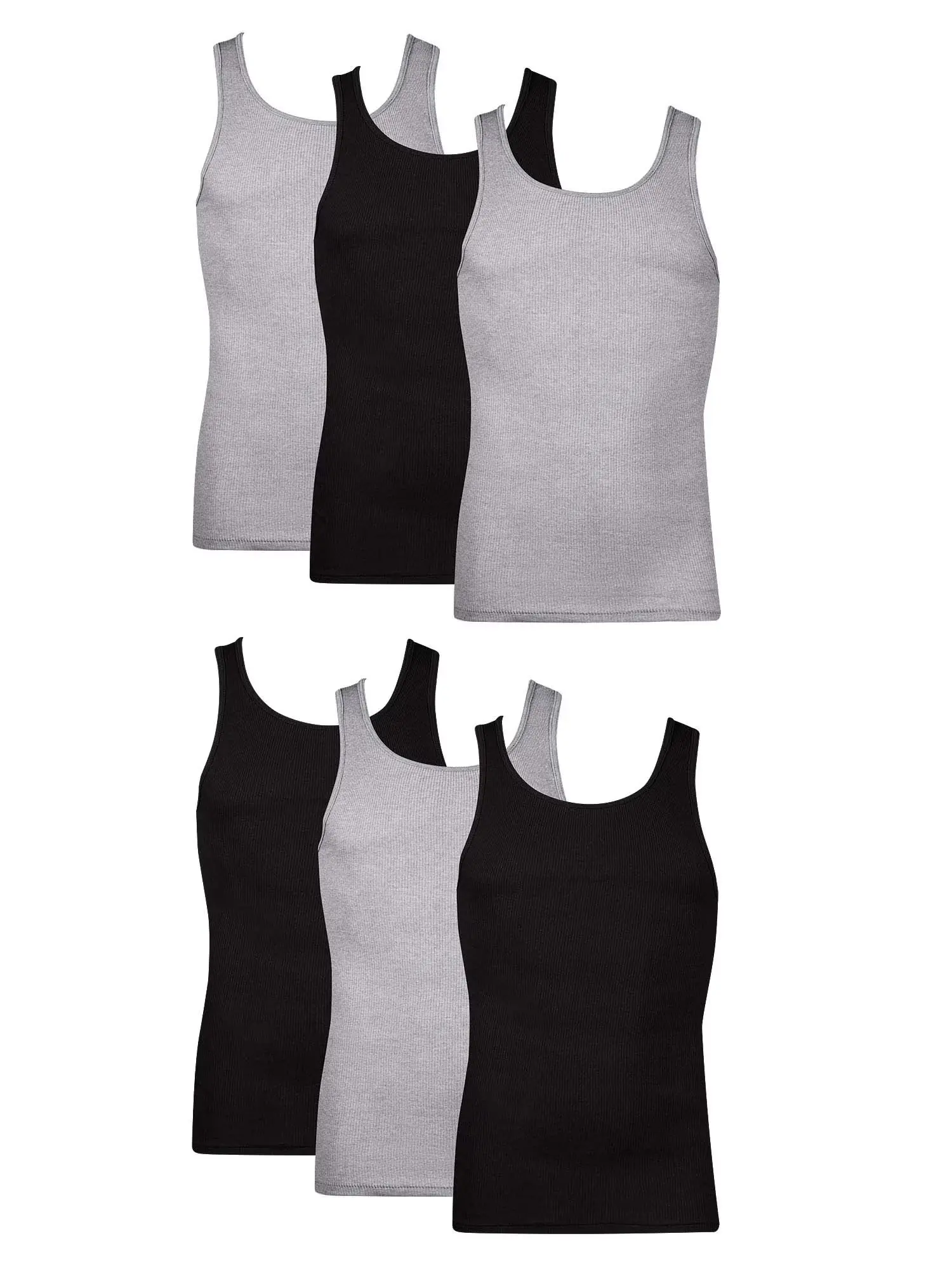 687639989 - Men's Ribbed Cotton Tank Undershirts – Soft Breathable Stretch Multipack, 6 Pack