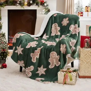 Eyesoul  Christmas Throw Blanket - Soft and Warm Sherpa Christmas Gingerbread Throw Blankets for Couch, Sofa, Bed, Winter Blanket for Christmas, Decoration Gift Blanket 50"x60"
