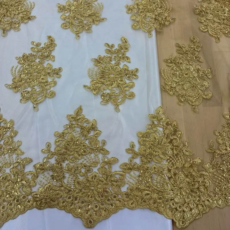 Lace Fabric with Sequins-Applique Lace Fabric