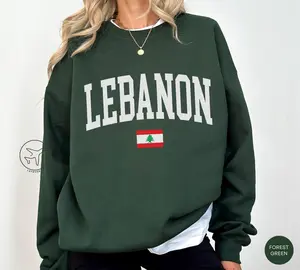 Lebanon Flag Sweatshirt, Lebanese Pullover, Cedar Tree Flag Crewneck, Lebanon Travel Gift, Minimalist Sweater, Lebanese Heritage Apparel