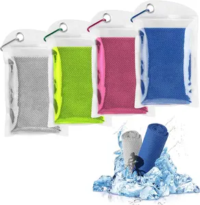 Cooling Towel Microfiber Cool Towel & Soft Breathable Chilly Towel for Yoga & Golf & Gym & Camping & Running & Workout & More Activities (4 pcs)