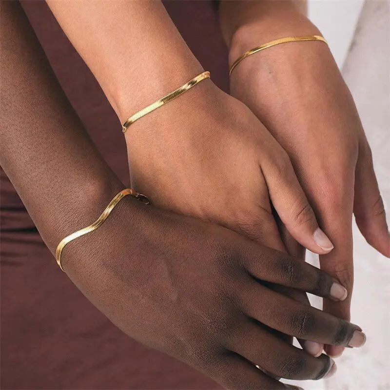 High Quality 18k Gold and Silver Herringbone Bracelet