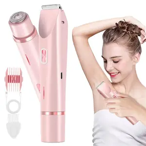 Two-In-One Electric Razor Trimmer, Pain-Free Bikini Trimmer, Facial Beard Shaver, Women Body Hair Remover, Face Depilator, Cordless Portable Shaver
