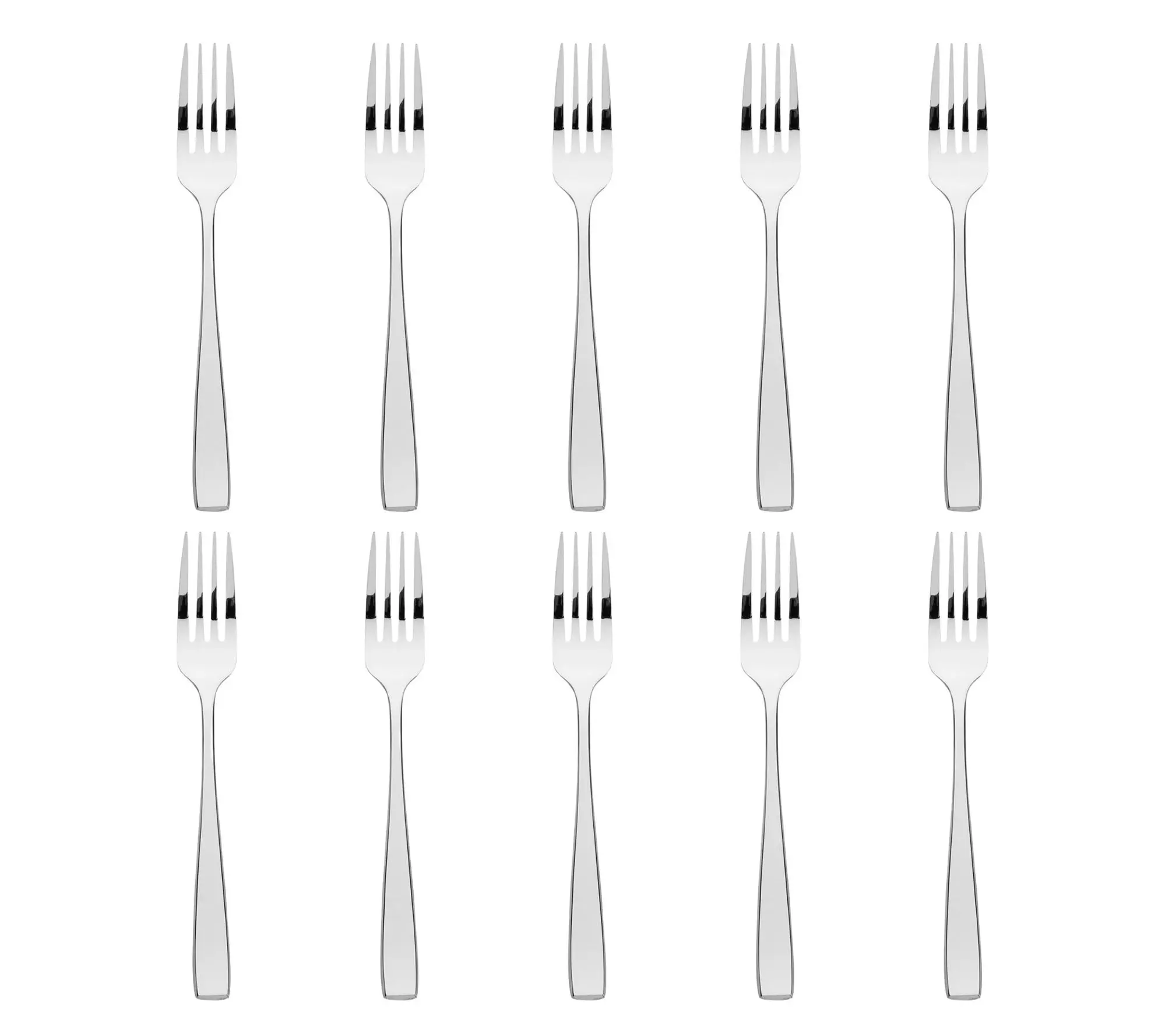 Godinger Set of 10 Chisel Mirrored 18/0 SS Dinner Forks