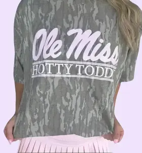 {Full Size S-5XL} Ole Miss Camo All Over Print 3D T-Shirt Hotty Toddy Graphic Tee Unisex Hunting Shirt for Men Women Soft Stretchy Washed Out Camouflage Streetwear Casual Outdoor Adventure Breathable Lightweight Cotton TikTok Shop US Trendy Outfit
