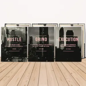 3 Counts Wooden Framed Canvas, Motivational Hustle Grind Execution Quote Images, Exquisite Poster, Perfect Living Room Decoration, Modern Art, Fashion Family Poster, Wall Art Decoration, Waterproof Art, Canvas Prints, Modern Home Decor
