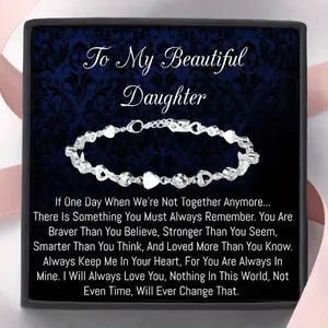 Daughter Bracelets - Women's Jewelry, Birthday Gift from Mom or Dad, Engraved Daughter Jewelry with Love Message