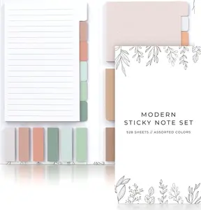 Aesthetic Pastel Sticky Notes Set of 528 with Tabs For Bible Study - Incl. Sturdy Cover to Keep Your Notes Safe - Cute School Accessories, College, Students, Teachers or Office Desk Supplies for Women