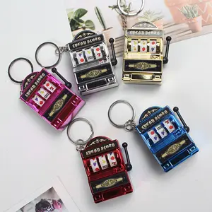 Mini fruit arcade keychain pull-and-turn game retro toy slot machine keychain pendant gift