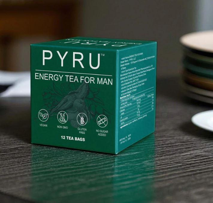 Pyru Tea: Energy Tea For Man, 12-Pack Box - Pure Ingredients, Natural Herbal Infusion
