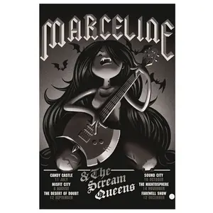 Decorative Painting, Artistic: Adventure Time Queen Marceline, Adventure Time Canvas Painting - Wooden Frame 12X 18inch Wall Decoration, Dark Gothic Style Home Decor, Inspired by Marceline's Famous Guitar Fragment, Perfect for Fans and Music Enthu