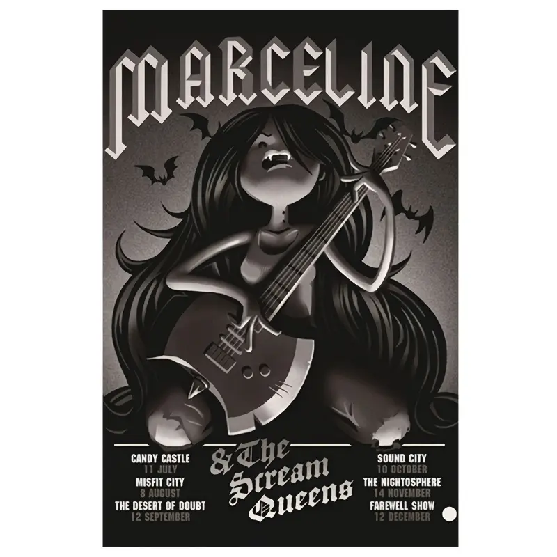 Decorative Painting, Decorative Artwork, Adventure Time Queen Marceline, Canvas Painting - Wooden Frame 12X 18inch Wall Decoration, Gothic Style Home Decor, Inspired by Marceline's Guitar Fragment, Perfect for Fans and Music Enthu